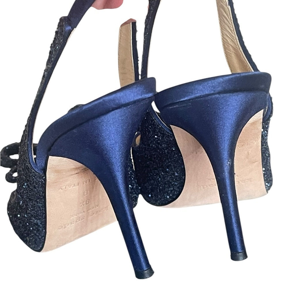Kate Spade"Charm" Blue Glitter Slingback Bow Peep Toe Pumps
Heels Size 8.5B - Picture 10 of 14